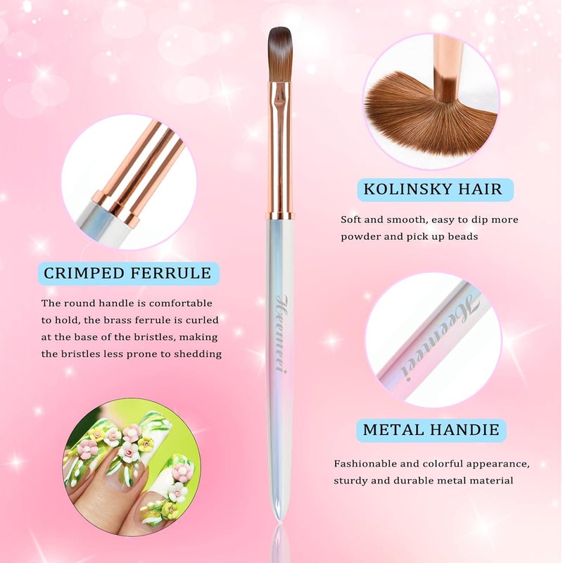 heemeei Acrylic Nail Brush Size 10, 100% Pure Kolinsky Nail Art Brush, Sturdy Handle Acrylic Powder Design Tools for Professional Manicure DIY Home Salon (10#) - Image 5